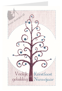 Kerstkaart kerstboom van krullen